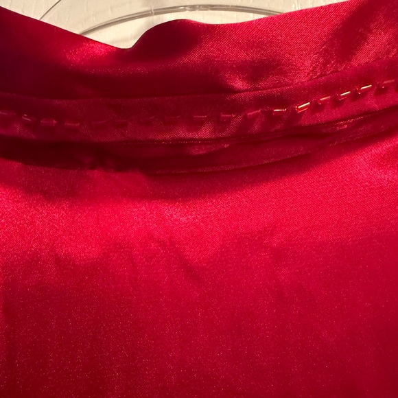 Karen Scott Vibrant Red Satin Blouse - Picture 5 of 7